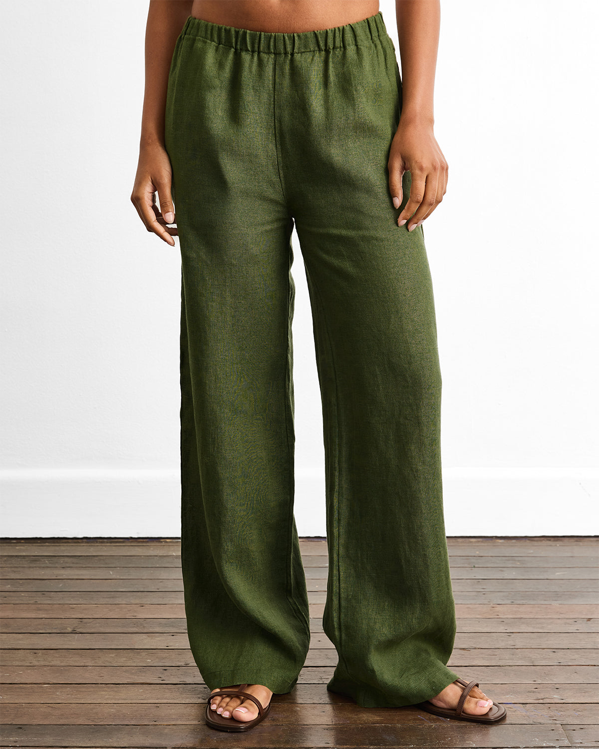 Piazza Linen Pants in Olive