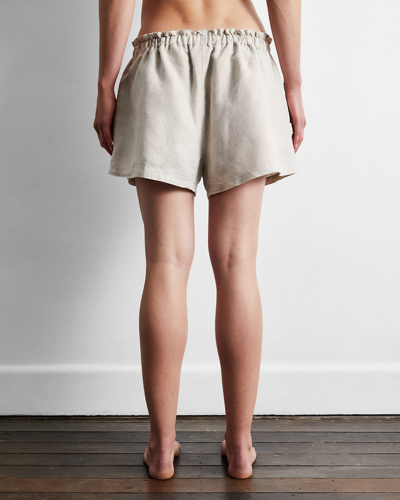 Oatmeal 100% French Flax Linen Shorts