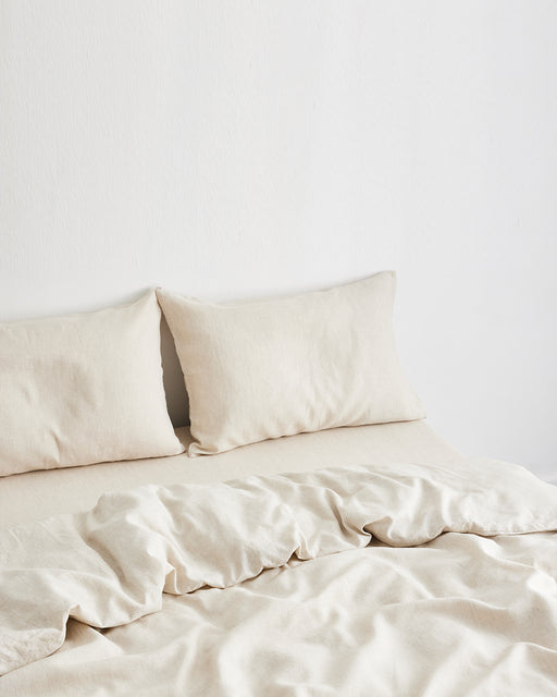 Oatmeal & White Stripe 100% French Flax Linen Bedding Set