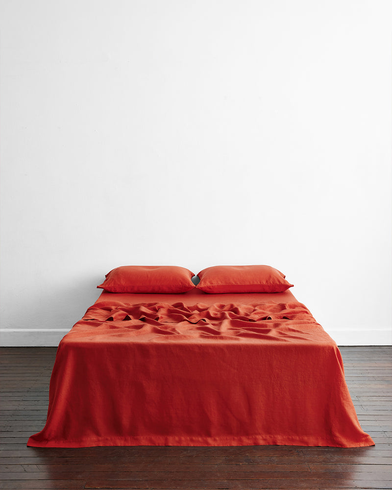 Paprika 100% French Flax Linen King Pillowcases (Set of Two)