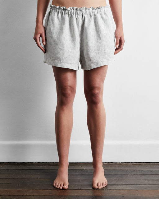 Pinstripe 100% French Flax Linen Shorts