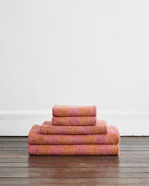 Pink Clay & Hazelnut Check Terry Bath Towel Bundle