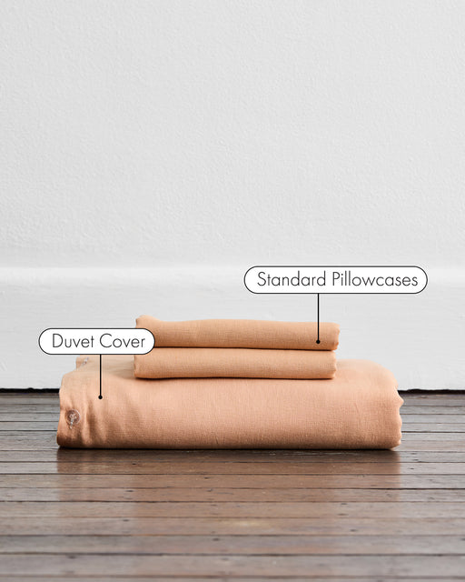 Terracotta 100% French Flax Linen Duvet Cover Set