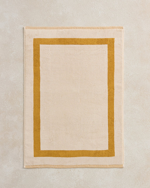 Crème & Turmeric Two-Toned 100% Cotton Terry Bath Mat