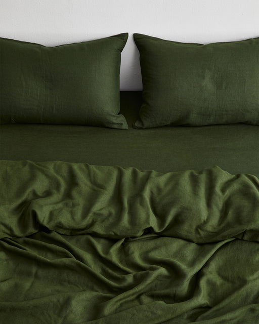 Olive 100% French Flax Linen Duvet Cover