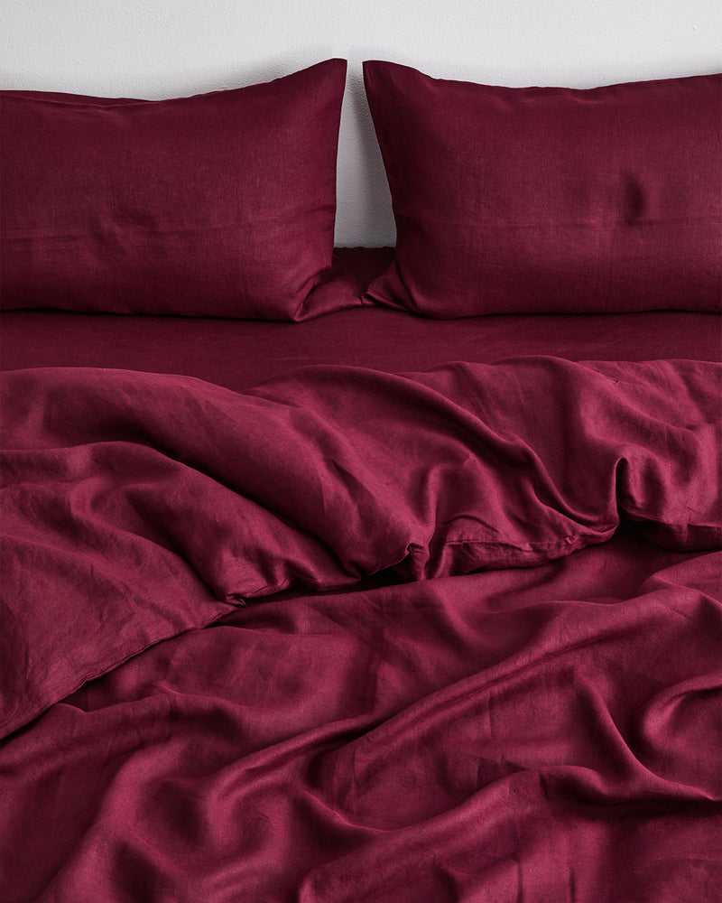 Ruby 100% French Flax Linen Duvet Cover