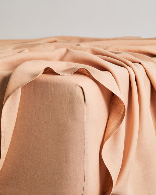 Terracotta 100% French Flax Linen Fitted Sheet