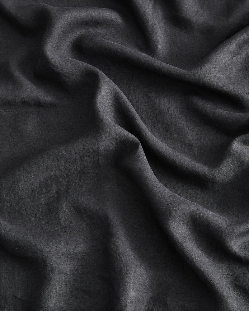 Charcoal 100% French Flax Linen Flat Sheet