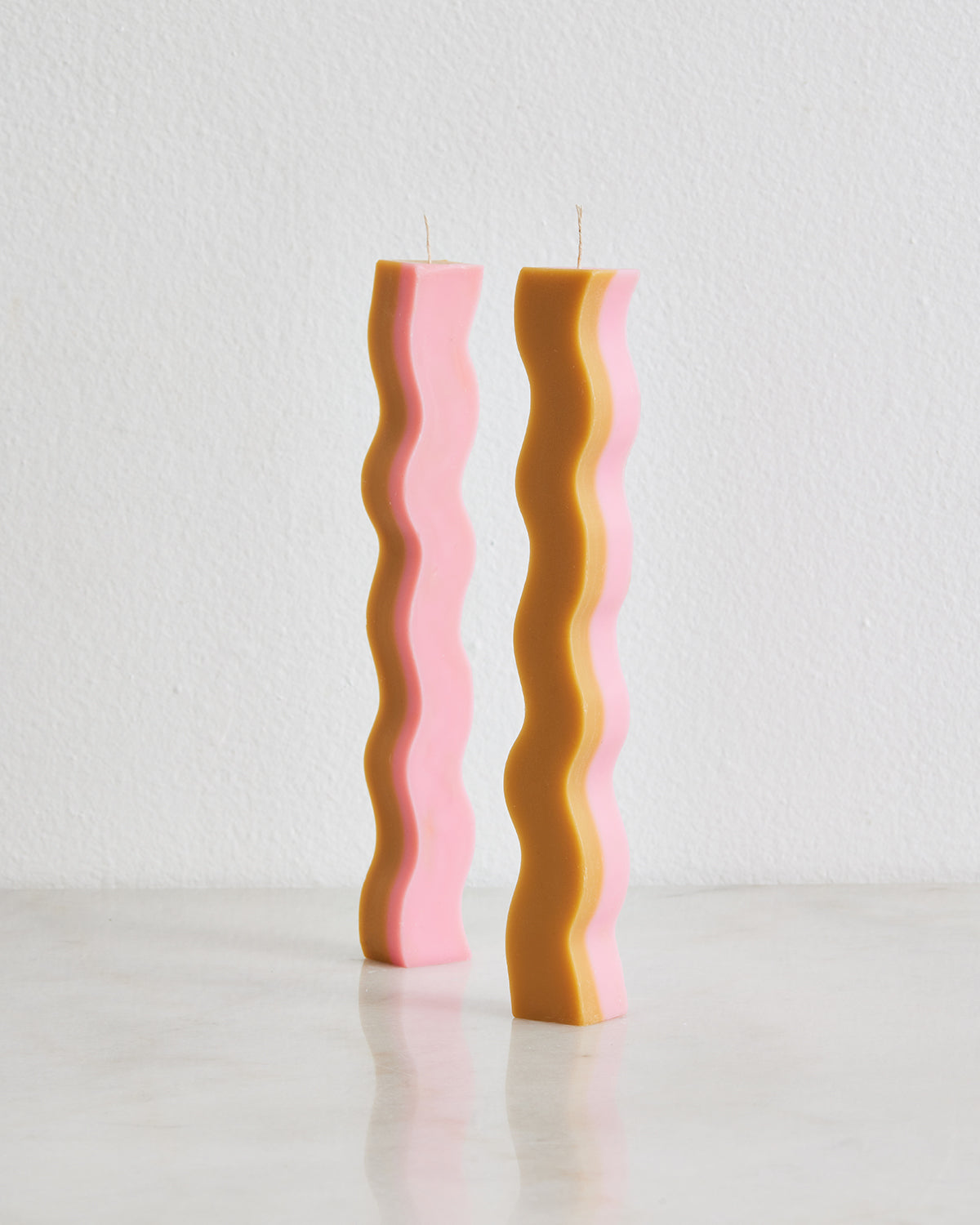 Love Ally x Bed Threads Wave Candle in Pink Clay & Turmeric (Set of Two)