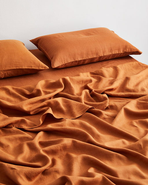 Rust 100% French Flax Linen Sheet Set