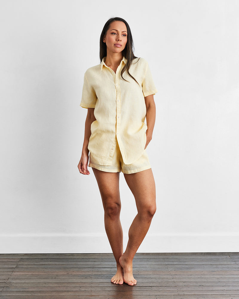 Limoncello 100% French Flax Linen Short Sleeve Shirt
