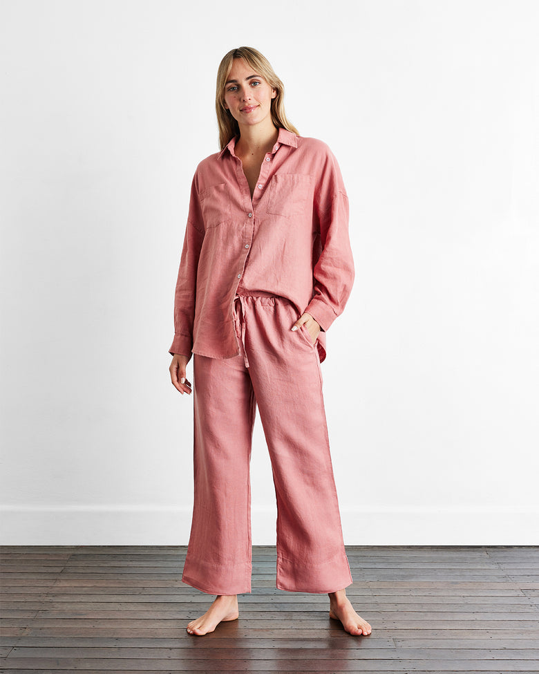 Pink Clay 100% French Flax Linen Pants – Bed Threads