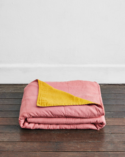 Pink Clay & Turmeric Two-Tone Quilted Bed Cover